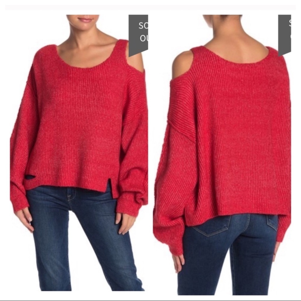 NWT! WILDFOX Buffy Cold Shoulder Knit Sweater